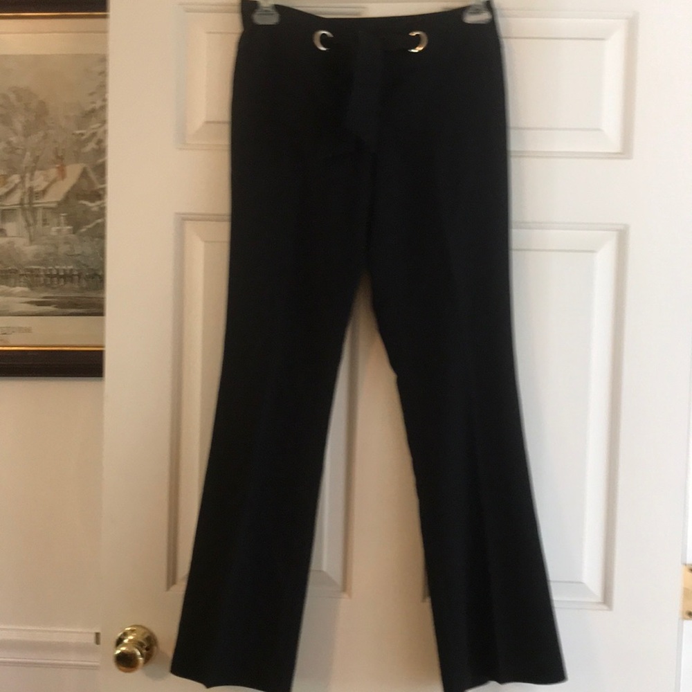 Cache black Holiday pants with a waist tie